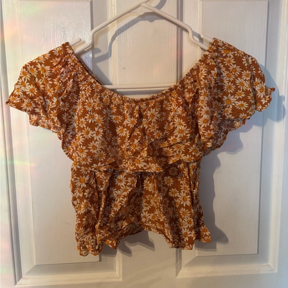 Forever 21 Brown Floral Cropped Blouse - Picture 2 of 4